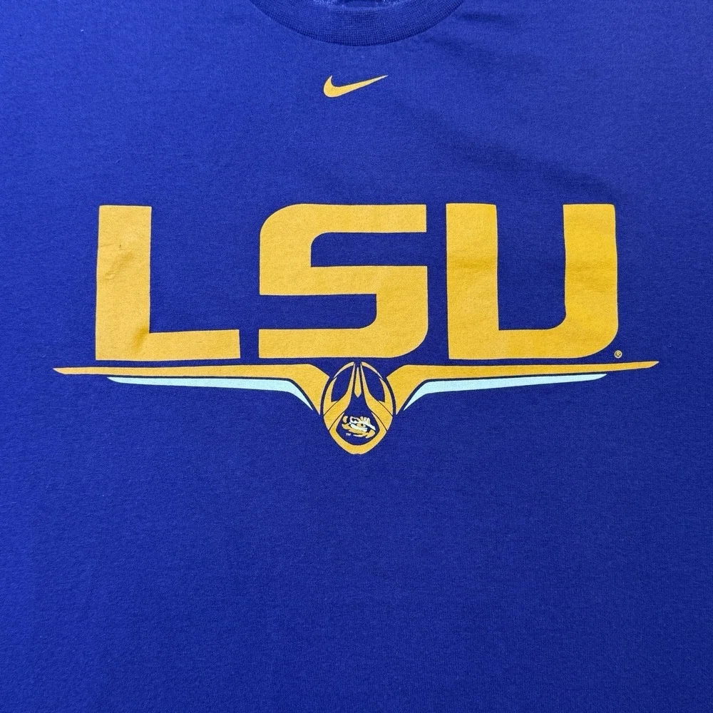 VTG Y2K Nike Team LSU Tigers T Shirt‎ Purple XL Swoosh NCAA
